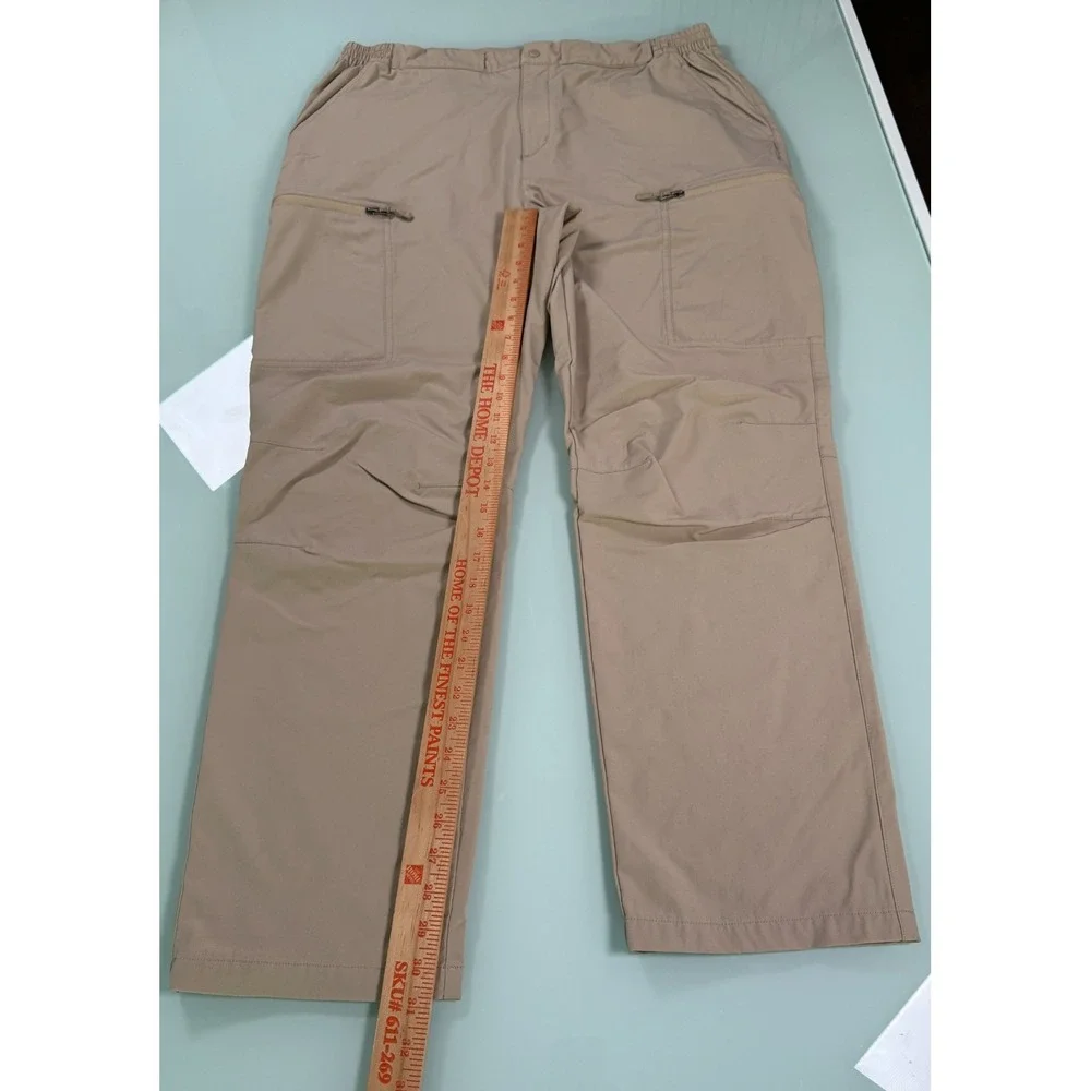 Haimont‎ Performance Cargo Pants Mens XL Khaki Flat Front Straight Fit DadCOre